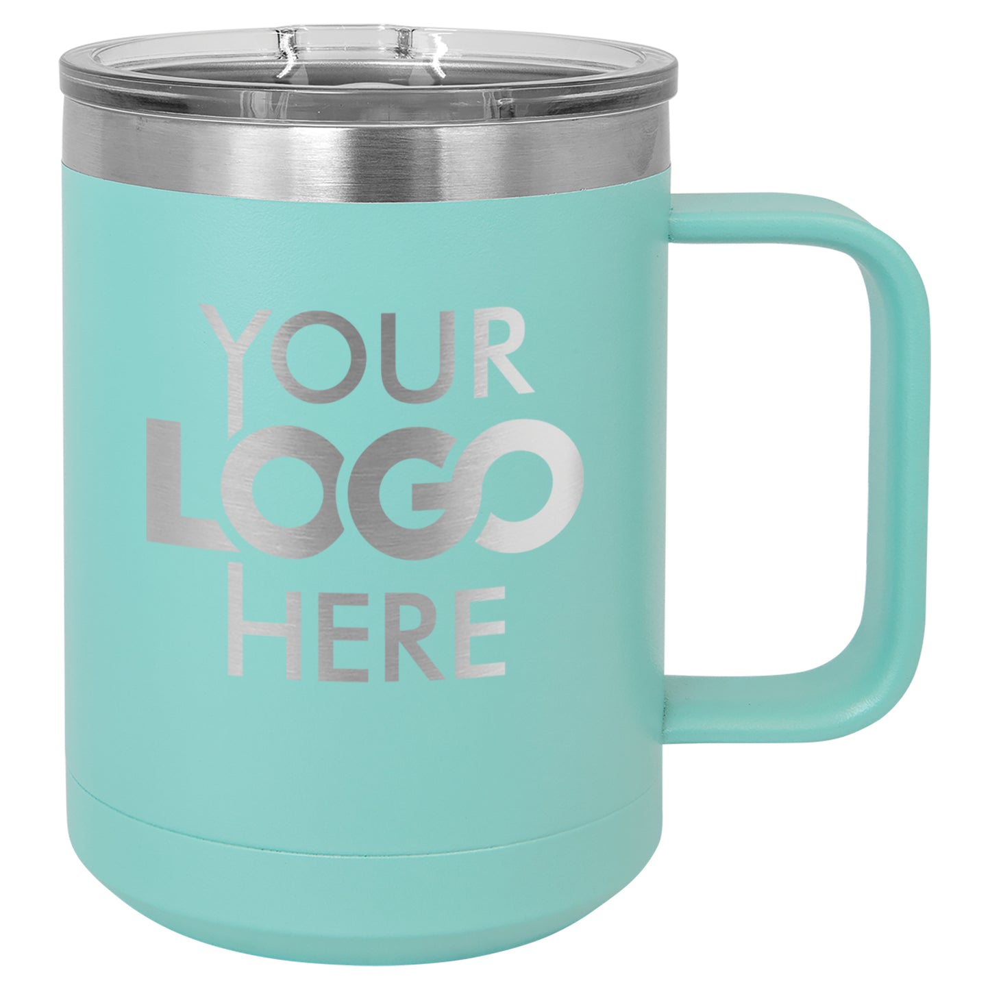 BULK 15oz Stainless Steel Custom Laser Engraved Coffee Mugs With Slider Lid - Free Shipping!