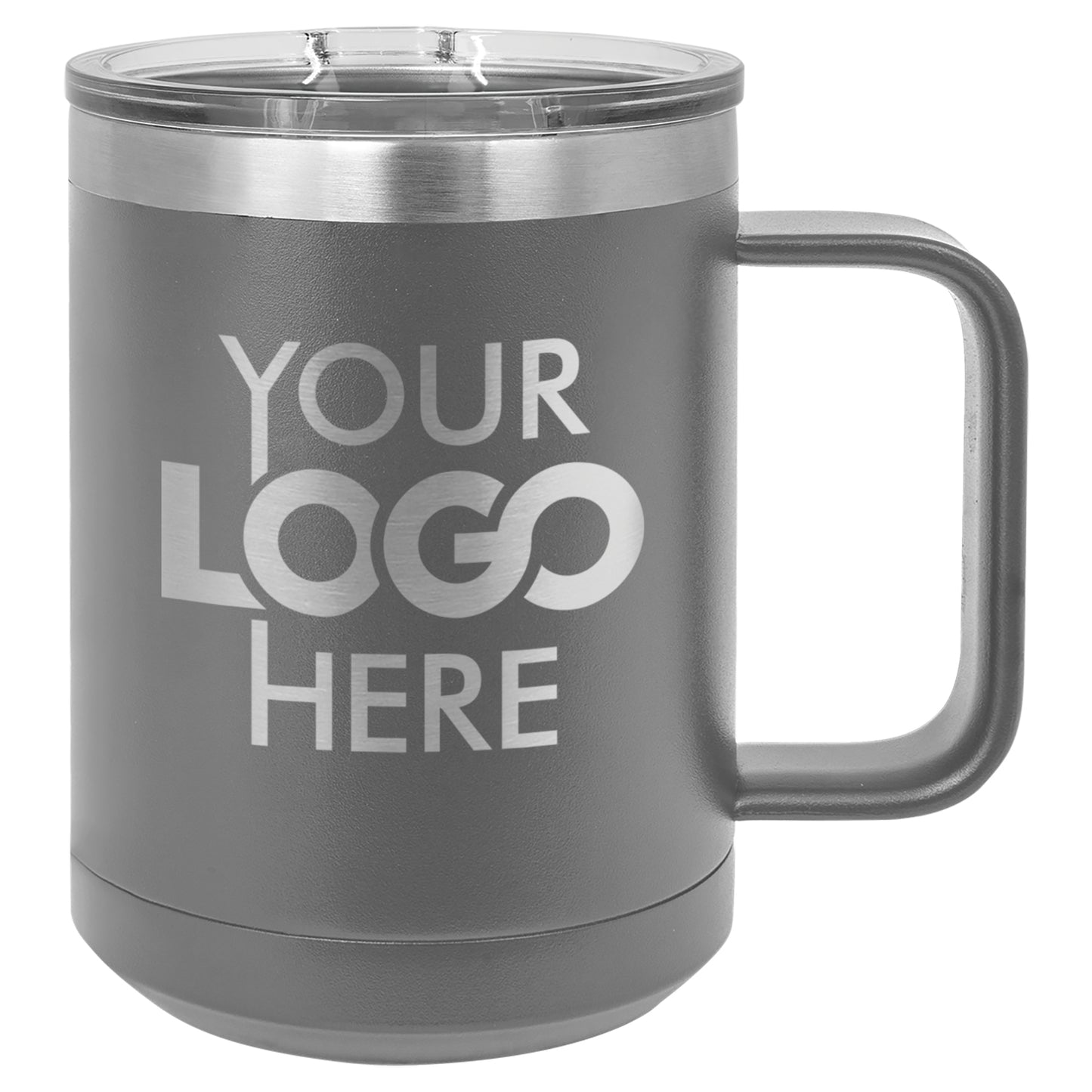 BULK 15oz Stainless Steel Custom Laser Engraved Coffee Mugs With Slider Lid - Free Shipping!