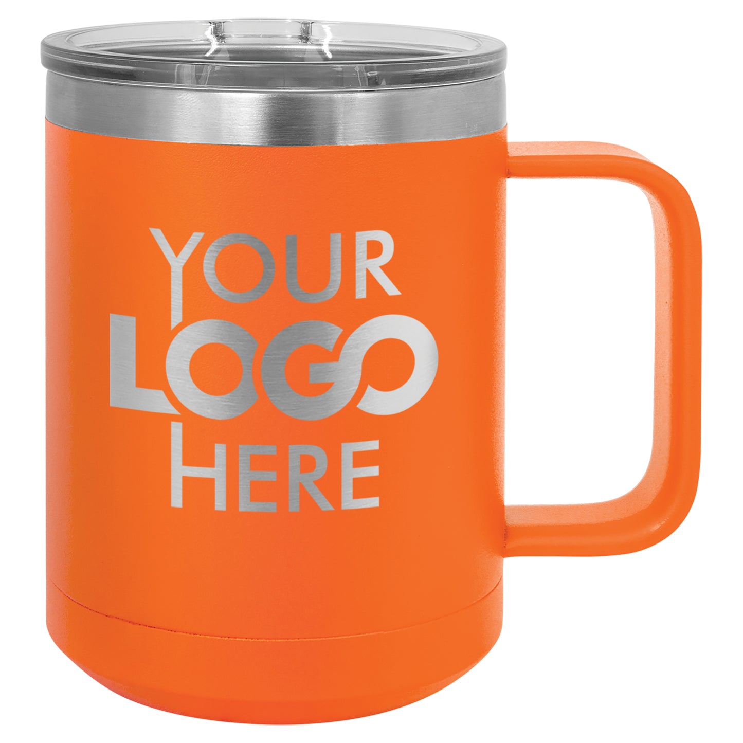 BULK 15oz Stainless Steel Custom Laser Engraved Coffee Mugs With Slider Lid - Free Shipping!