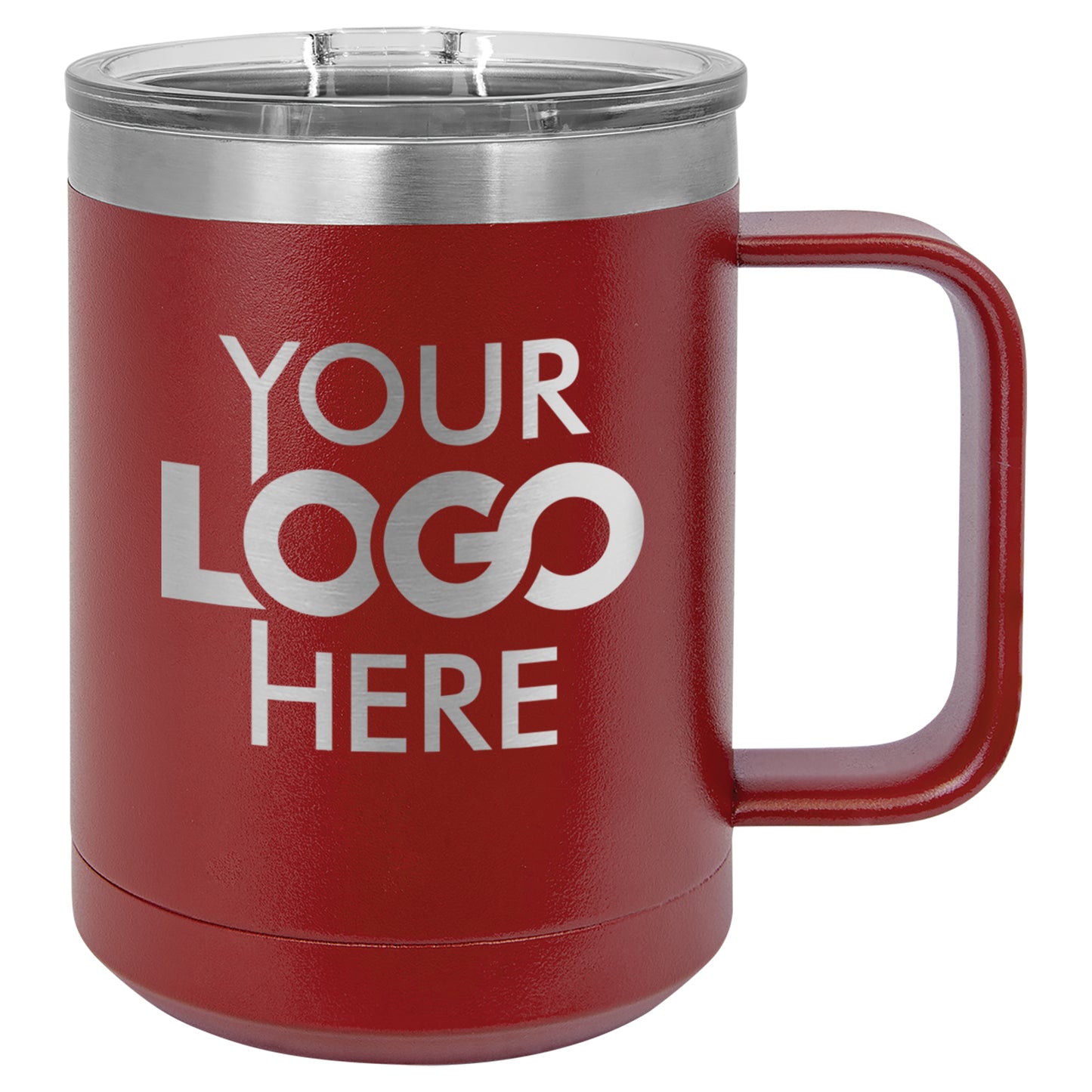 BULK 15oz Stainless Steel Custom Laser Engraved Coffee Mugs With Slider Lid - Free Shipping!