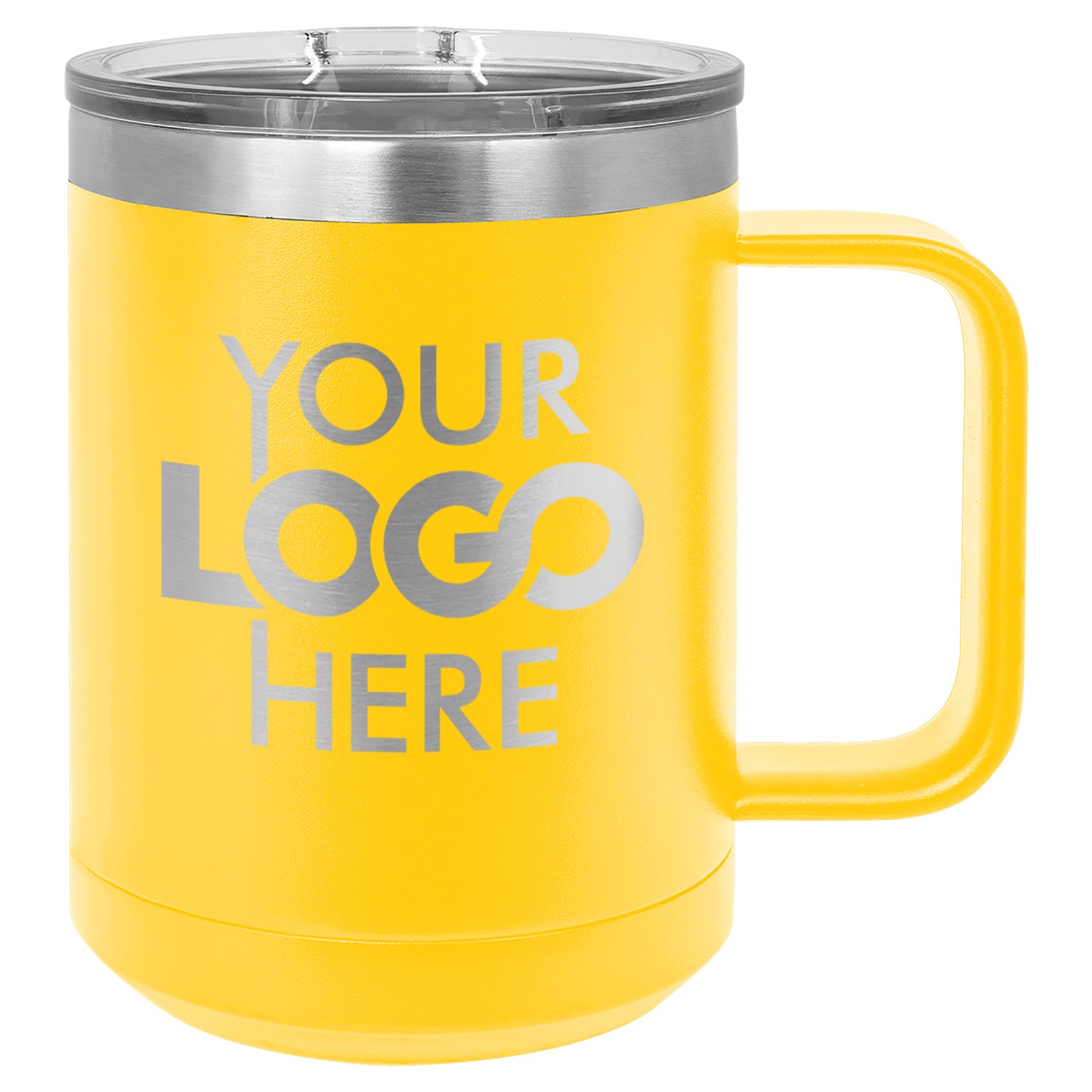 BULK 15oz Stainless Steel Custom Laser Engraved Coffee Mugs With Slider Lid - Free Shipping!