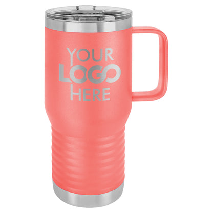 BULK 20oz Stainless Steel Custom Laser Engraved Coffee Mugs With Slider Lid - Free Shipping!