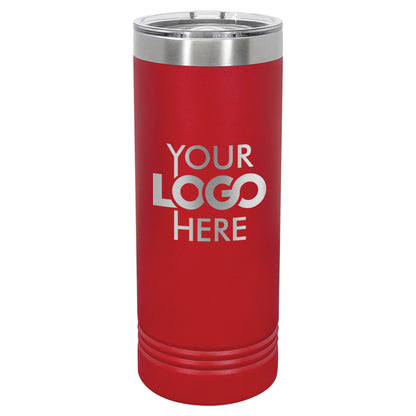 BULK 22oz Skinny Stainless Steel Custom Laser Engraved Tumblers With Slider Lid - Free Shipping!