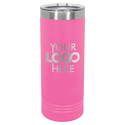 BULK 22oz Skinny Stainless Steel Custom Laser Engraved Tumblers With Slider Lid - Free Shipping!