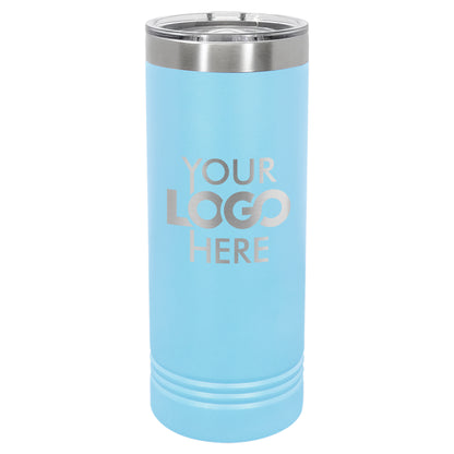 BULK 22oz Skinny Stainless Steel Custom Laser Engraved Tumblers With Slider Lid - Free Shipping!