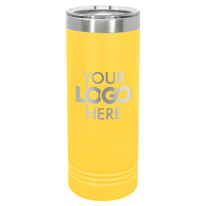 BULK 22oz Skinny Stainless Steel Custom Laser Engraved Tumblers With Slider Lid - Free Shipping!