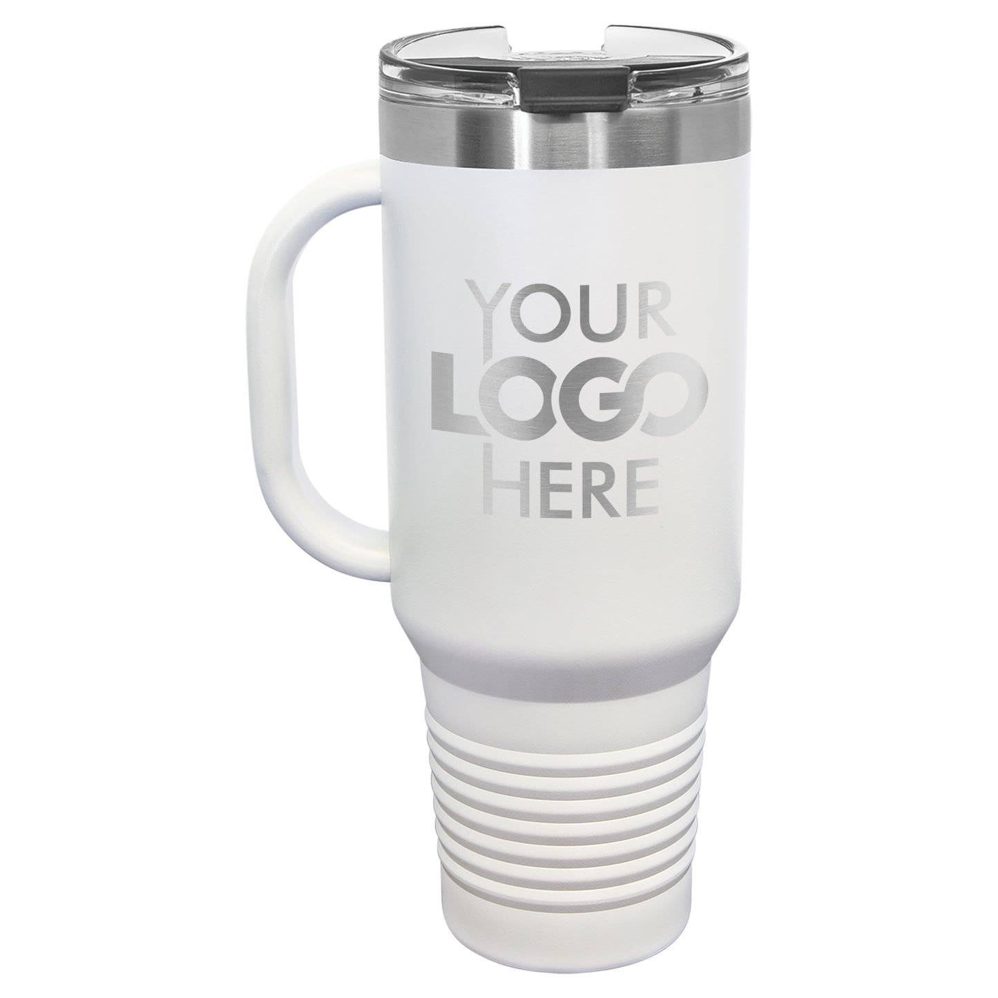 BULK 40oz Stainless Steel Custom Laser Engraved Tumblers With Flip Lid and Handle - Free Shipping!