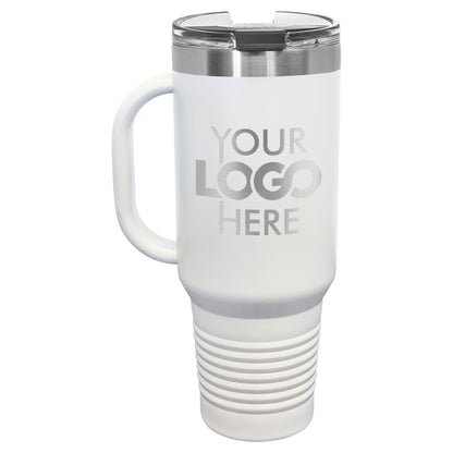 BULK 40oz Stainless Steel Custom Laser Engraved Tumblers With Flip Lid and Handle - Free Shipping!