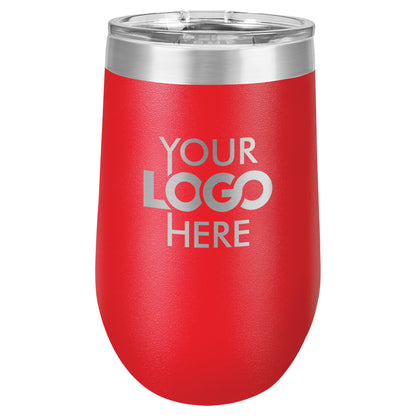 BULK 16oz Stainless Steel Custom Laser Engraved Wine Tumblers With Lid - Free Shipping!