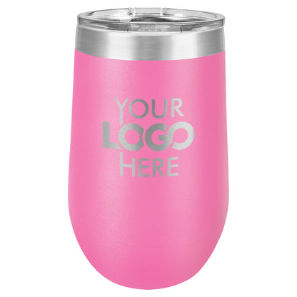 BULK 16oz Stainless Steel Custom Laser Engraved Wine Tumblers With Lid - Free Shipping!