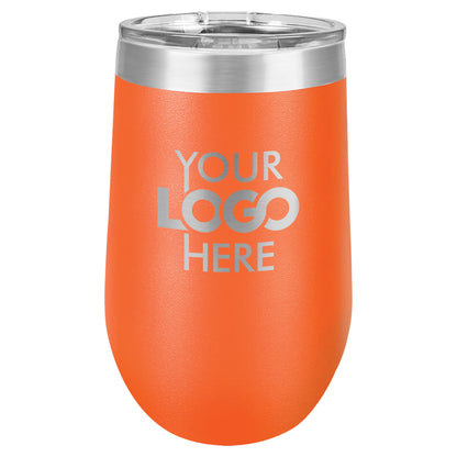 BULK 16oz Stainless Steel Custom Laser Engraved Wine Tumblers With Lid - Free Shipping!