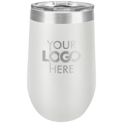 BULK 16oz Stainless Steel Custom Laser Engraved Wine Tumblers With Lid - Free Shipping!