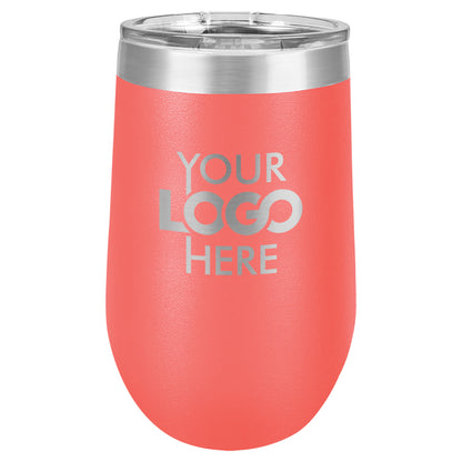 BULK 16oz Stainless Steel Custom Laser Engraved Wine Tumblers With Lid - Free Shipping!