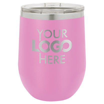 BULK 12oz Stainless Steel Custom Laser Engraved Wine Tumblers With Lid - Free Shipping!