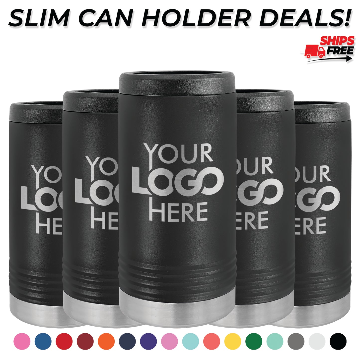 BULK 12oz SLIM Stainless Steel Custom Laser Engraved Can Coolers - Free Shipping!