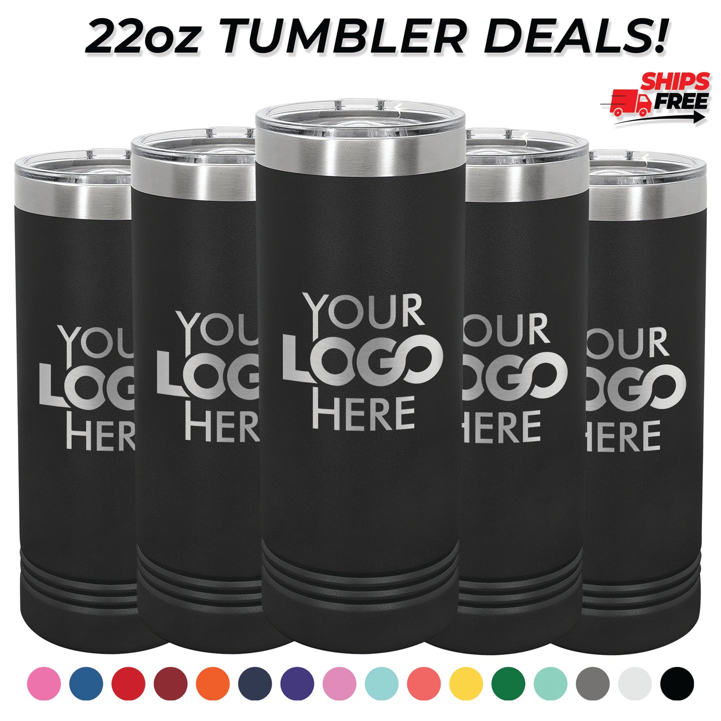 BULK 22oz Skinny Stainless Steel Custom Laser Engraved Tumblers With Slider Lid - Free Shipping!